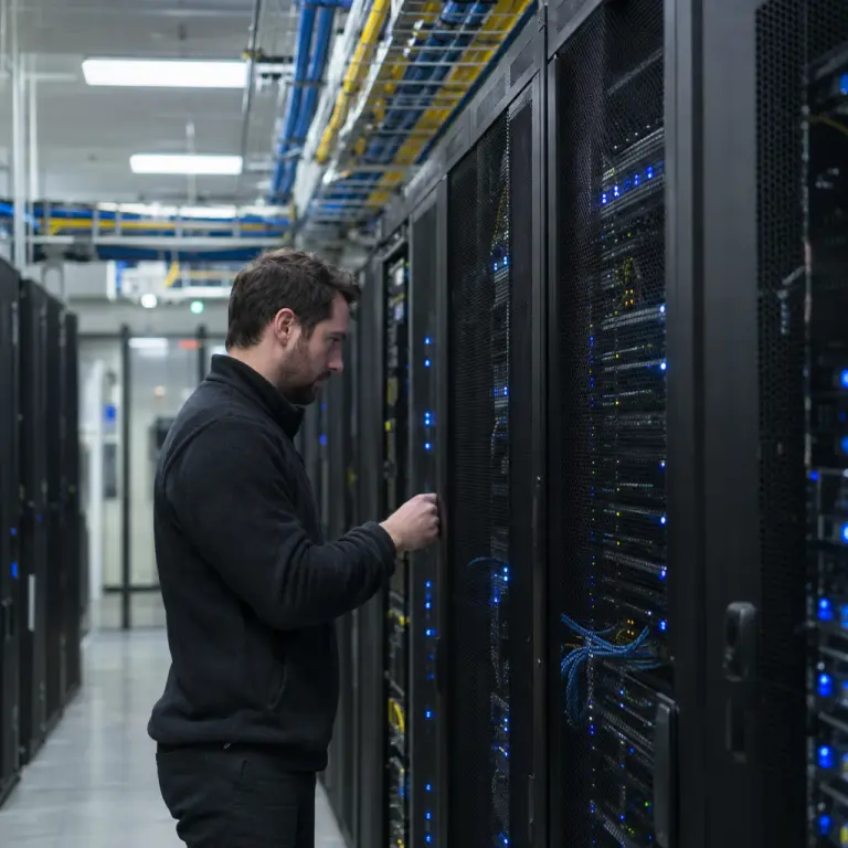 Server racks at one of the data centres where Pan‑Canadian Locker data was hosted. The audit flags maintenance access used on live systems.