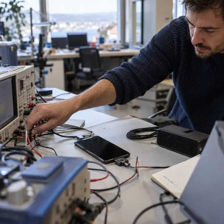 Test equipment tracks the prototype’s power use during the translation run in Neuchâtel.