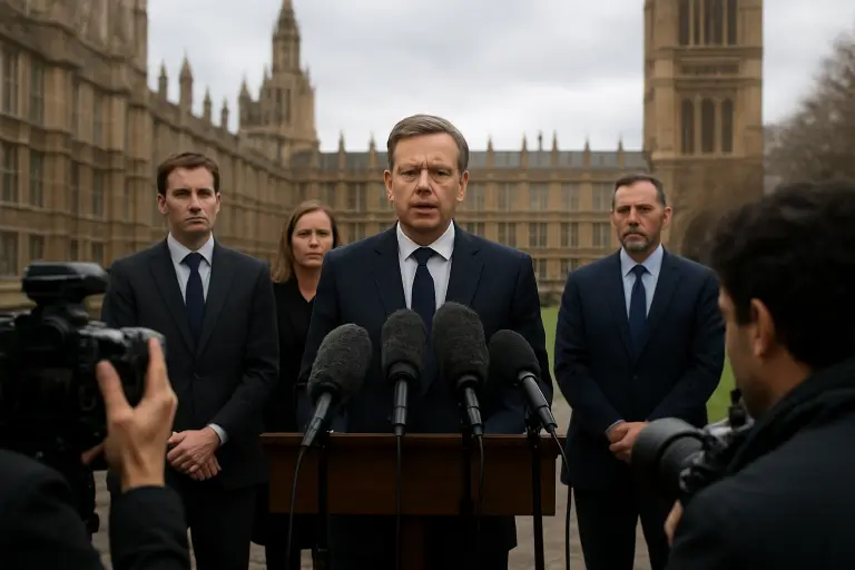 Home Secretary announces the Public Scrutiny and Accountability Bill outside the Houses of Parliament, London.