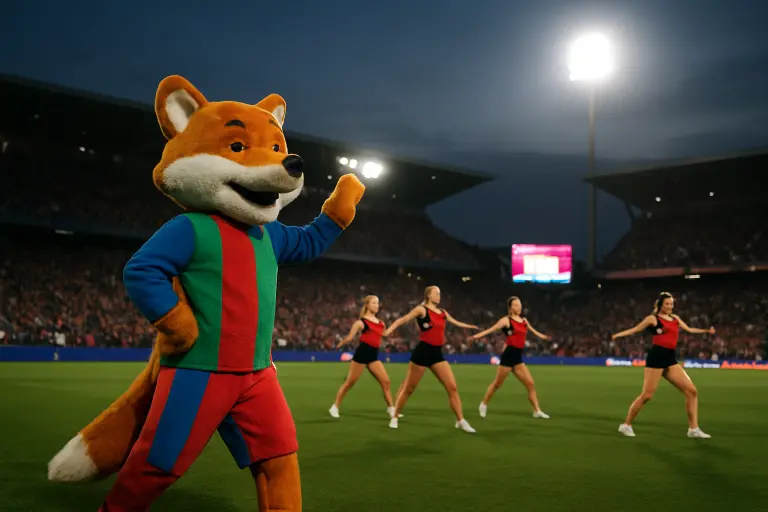 Fans and performers at a regional match in Seabury, the type of in-stadium spectacle analysed in the study.