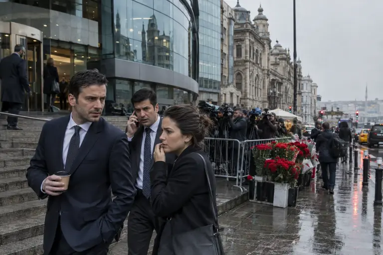 Tension outside Borsa Istanbul in Karaköy as investors and journalists gather, 21 September.