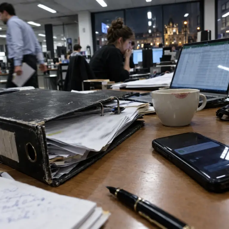 Investigative desk where journalists examined the leaked files, Prague newsroom late on Monday.