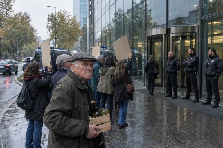 Protesters and police outside GreenLido’s Milan HQ after the ledger leak, Monday 21 September.