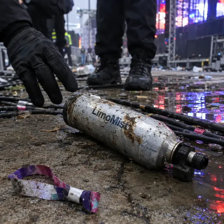 Recovered LimoMist canister, near the main stage at Monsoon Riot, Dhaka.