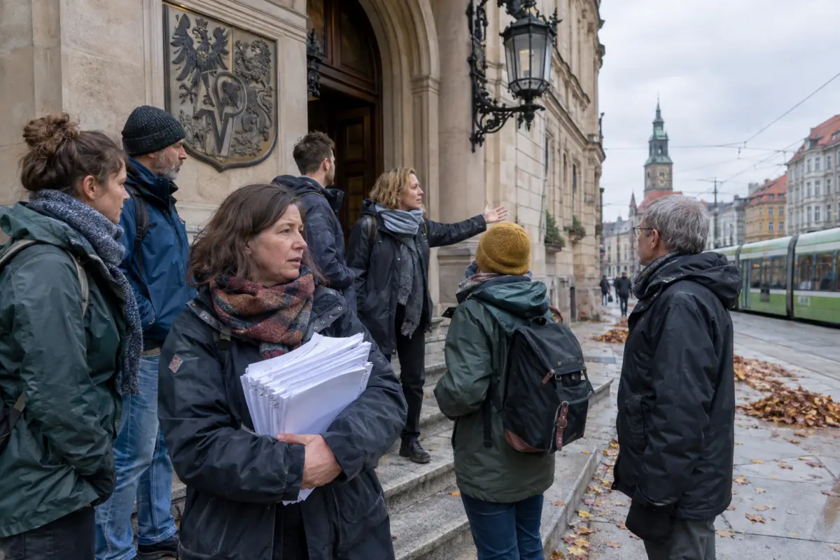 Volunteers hand over petitions at Wrocław municipal office on 22 September, after months of campaigning by the Safe Limits Coalition.