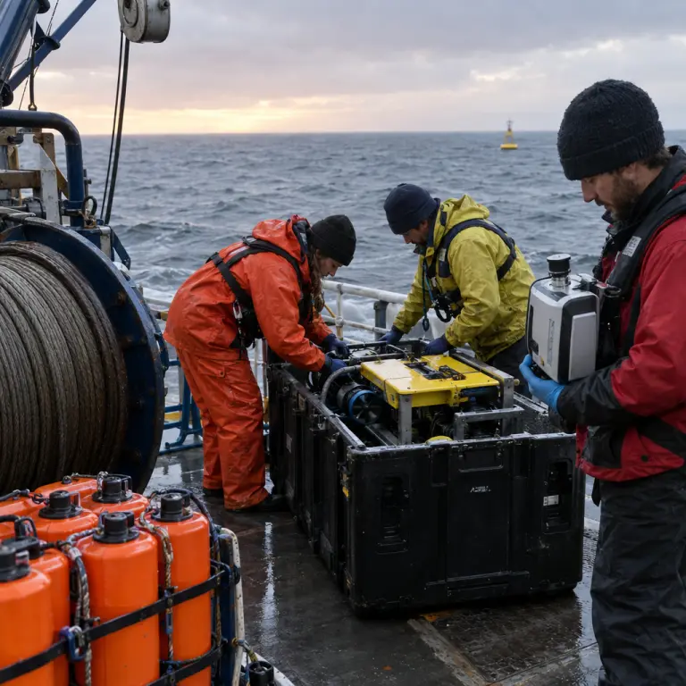 Scientists prepare instruments aboard the emergency research ship bound for the plume site.